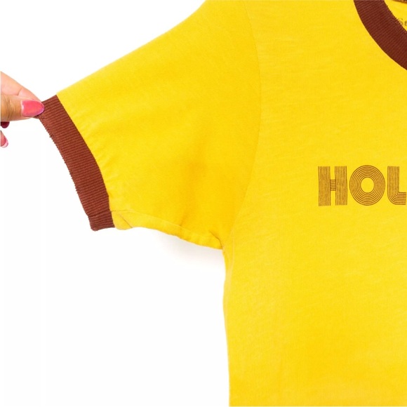 SOLD - Stoned Immaculate Hollyweed Goldenrod Yellow Brown Ringer Tee - Small - Picture 7 of 12